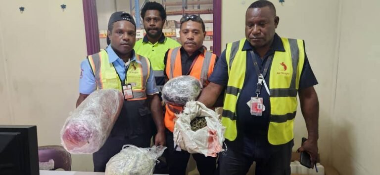 Security officers from the Airport showing the drug that were confiscated.